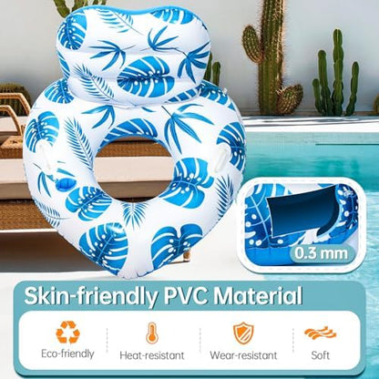 [2025 New Model] Pool Floats - Inflatable Pool Floats with Cup Holders,Unibody Pool Lounger Float with Handle，Ideal Pool Toys for Pools,Beach,Lakes, Rivers,Water Party 2025 Beach Vacation Essentials