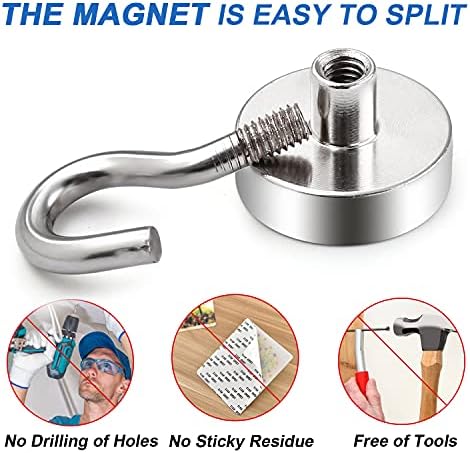 LOVIMAG Neodymium Strong Magnetic Hooks,30Lbs Rare Earth Magnets Heavy Duty with Hook for Refrigerator,Ceiling Magnets for Hanging,Cruise,Curtain and Kitchen etc- 45 Pack