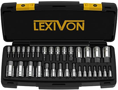 LEXIVON Master HEX Bit Socket Set, Premium S2 Alloy Steel | Complete 32-Piece, SAE and Metric Set | Enhanced Storage Case (LX-144)