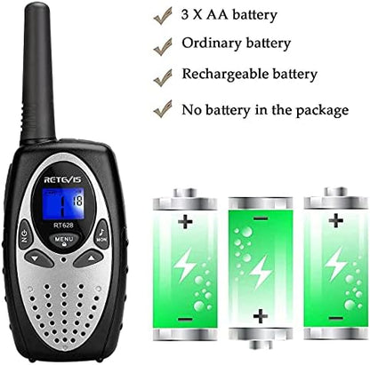 Retevis RT628 Walkie Talkies for Kids,Toy Gifts for 6-12 Year Old Boys Girls,Kid Gifts Walkie Talkie for Adults Outdoor Camping Hiking(Silvery 1 Pair)