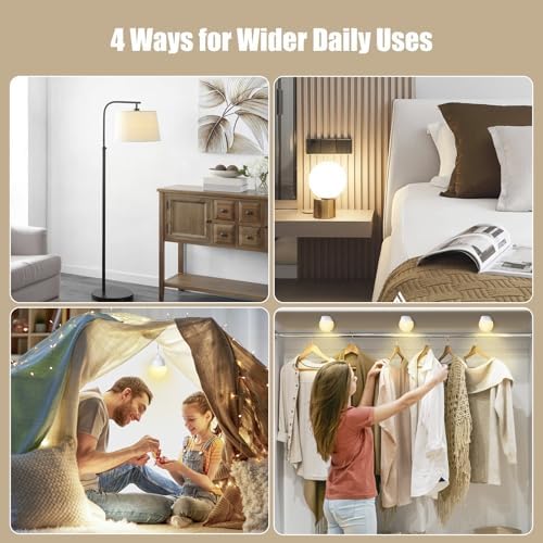 Brightown E26 Rechargeable Light Bulb with Remote Timer and 3 Color Temperatures, Battery Backup Bulb for Sconces and Lamps, E26 Detachable Charging for Non-Hardwired Fixture, Dimmer, 700LM