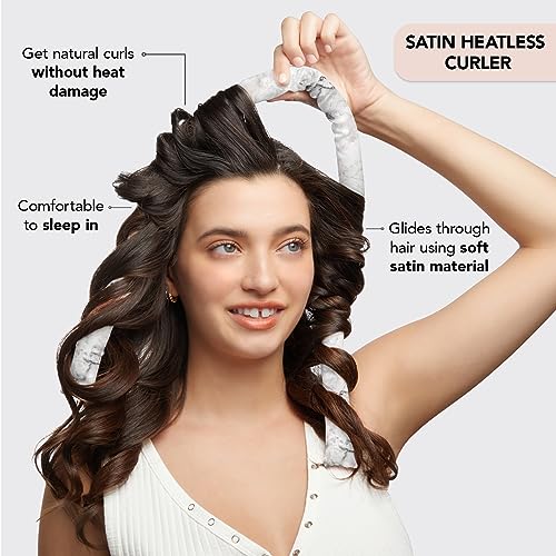 Kitsch Satin Heatless Hair Curler Set - Heatless Curls Overnight, Hair Rollers for Soft Curls & Frizz-Free Styling, No Heat Curlers To Sleep in, Curling Rod Headband with 2 Scrunchies - Marble