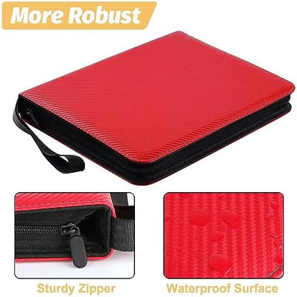9 Pocket Card Binder, Premium Zip Trading Card Binder, 720 Double Sided Pocket PU Card Collection Binder, Collector Card Album, Card Folder for MTG, TCG, Sports Cards, Game Cards (Red)