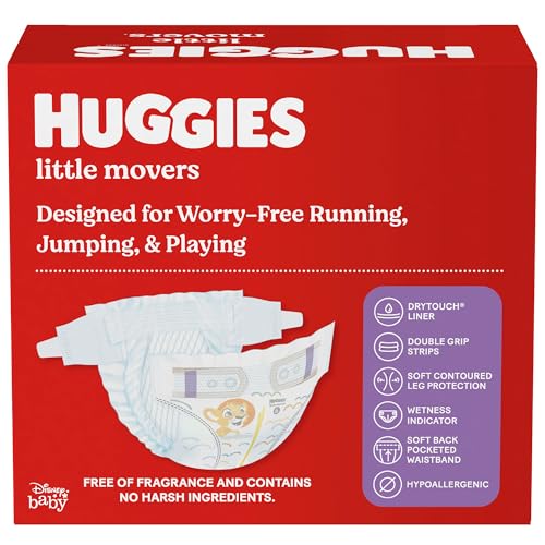 Huggies Size 4 Diapers, Little Movers Baby Diapers, Size 4 (22-37 lbs), 150 Count (6 Packs of 25), Packaging May Vary