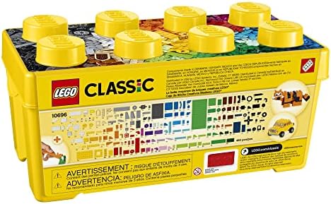 LEGO Classic Medium Creative Brick Box 10696 Building Toy Set - Featuring Storage, Includes Train, Car, and a Tiger Figure, and Playset for Kids, Boys, and Girls Ages 4-99