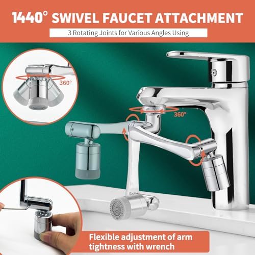 CECEFIN 1080° Swivel Faucet-Extender Sink-Aerator - 2 Mode Splash Water Filter Extension, Kitchen Bathroom 360° Rotatable Spray Attachment, Multifunctional Universal Robotic Arm -Wash Hand/Hair/Face