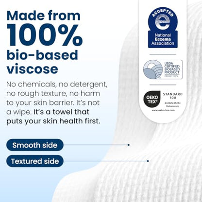 Clean Skin Club Clean Towels XL™, 100% USDA Biobased Face Towel, Disposable Face Towelette, Eczema Association Accepted, Makeup Remover Dry Wipes, Ultra Soft, 50 Ct, 1 Pack