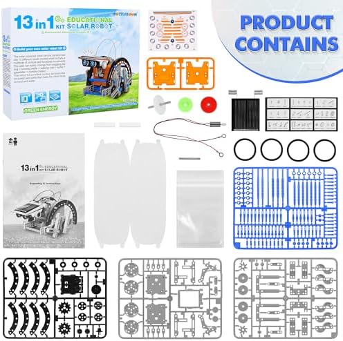 STEM 13-in-1 Education Solar Power Robots Toys for Boys Age 8-12, DIY Educational Toy Science Kits for Kids, Building Experiment Robotics Set Birthday Gifts for 8 9 10 11 12 Years Old Boys Girls Teens