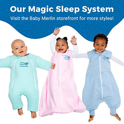 Magic Sleepsuit Baby Merlin's Cotton Baby Swaddle Transition Product - Soft and Cozy Design, Double Zipper for Easy Diaper Changes, Promotes Safe Sleep, 3-6 Months - Cream - Small 12-18lbs