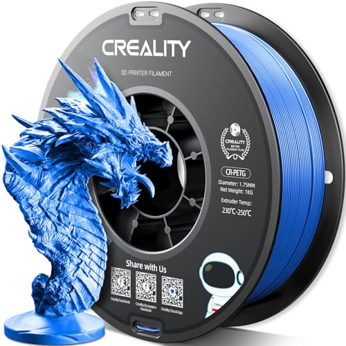 Official CREALITY PETG 3D Printer Filament 1.75mm 1KG (2.2lbs), High Precision Strong Toughness, Odorless Better Flow Moistureproof 3D Printing Ender Filament (Blue)