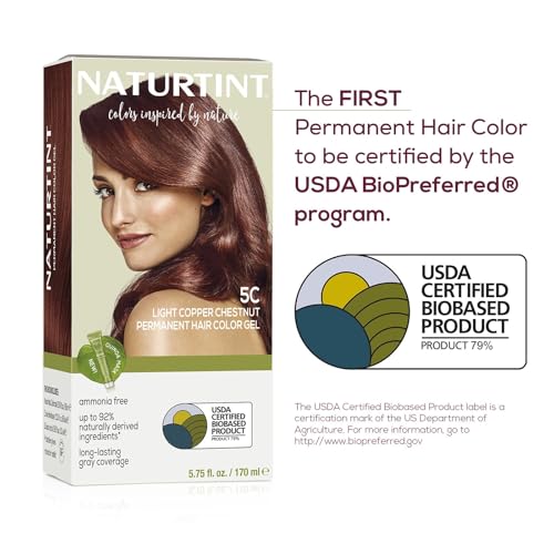 Naturtint 5C Light Copper Chestnut Permanent Hair Color (Pack of 6), Ammonia Free, Vegan, Cruelty Free, up to 100% Gray Coverage, Long Lasting Results (Packaging may vary)