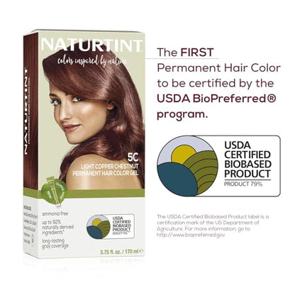 Naturtint 5C Light Copper Chestnut Permanent Hair Color (Pack of 6), Ammonia Free, Vegan, Cruelty Free, up to 100% Gray Coverage, Long Lasting Results (Packaging may vary)