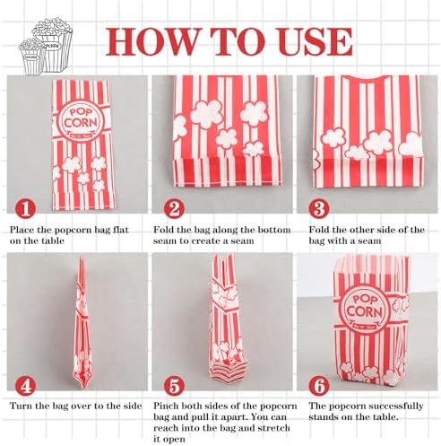 VOISEN Paper Popcorn Bags,600 Pack 1oz Popcorn Bags Individual Servings, Popcorn Bag Bulk for Popcorn Machine,Movie Nights Pop Corn Bags