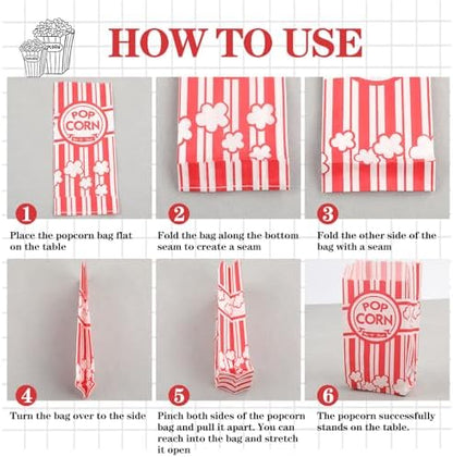 VOISEN Paper Popcorn Bags,600 Pack 1oz Popcorn Bags Individual Servings, Popcorn Bag Bulk for Popcorn Machine,Movie Nights Pop Corn Bags