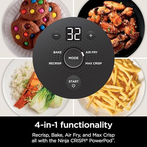 Ninja Crispi Air Fryer, Microwave, Freezer & Dishwasher Safe, Non Toxic Glass Portable Cooking System, 4 QT & 6 Cup Glass Containers with Storage Lids, Easy Meals, Air Fry, Bake, Stone, FN101ST