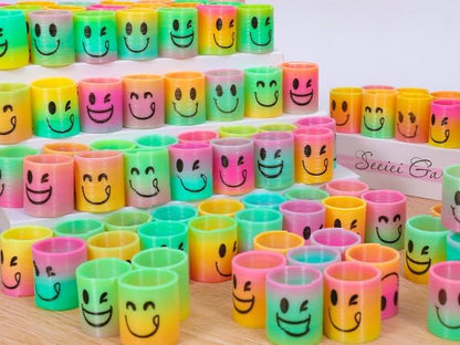 AZEN 120 Pcs Mini Spring Party Favors for Kids 3-5 4-8, Goodie Bags Stuffers for Birthday Party, Classroom Prizes Kids Prizes, Small Bulk Toys Gifts (4 Smile)