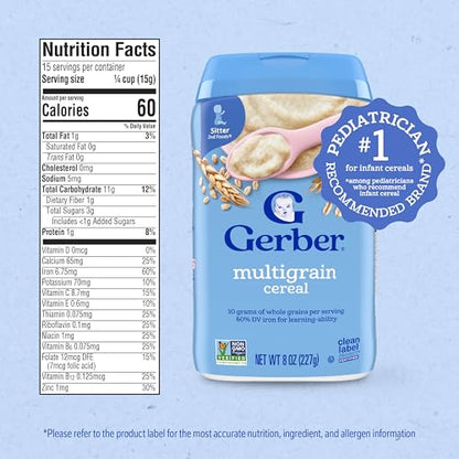 Gerber Baby Cereal 2nd Foods, Grain & Grow, Multigrain, 8 Ounces (Pack of 6)