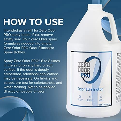 Zero Odor Pro - Commercial Strength Odor Eliminator & Neutralizer, Air Freshener, Room Deodorizer - Strongest Odor Eliminator Trigger Spray, 128oz Refill