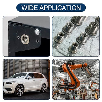 Metric 304 Stainless Steel Rivet Nut Assortment Kit(218 Pcs),M3 M4 M5 M6 M8 M10 Flat Head Rivnut Set,Rivnut Threaded Insert Nut