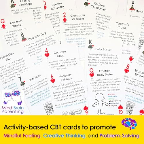 Mind Brain Emotion 52 Essential Coping Skills for Kids: Mindfulness CBT Cards for Stress, Anxiety, Anger, Executive Functioning, Coping Strategies for Anxious Generation, Family, School Therapy Game