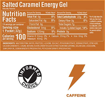 GU Energy Original Sports Nutrition Energy Gel, Vegan, Gluten-Free, Kosher, and Dairy-Free On-the-Go Energy for Any Workout, 24-Count, Salted Caramel