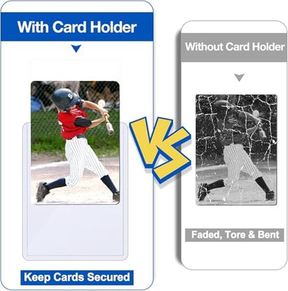 100 Count Topload Card Holder, Sooez 35PT Topload Card Protector, 3" x 4" Hard Plastic Card Sleeves, Baseball Card Protector, Rigid Toploading Card Case for Collectible Trading Sports Cards