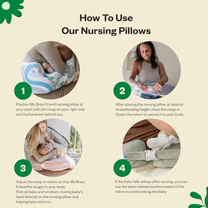 My Brest Friend Nursing Pillow - Deluxe - Enhanced Comfort w/ Slipcover - Ergonomic Breastfeeding Pillow For Ultimate Support For Mom & Baby - Adjustable Pillow W/ Handy Side Pocket, Evening Grey
