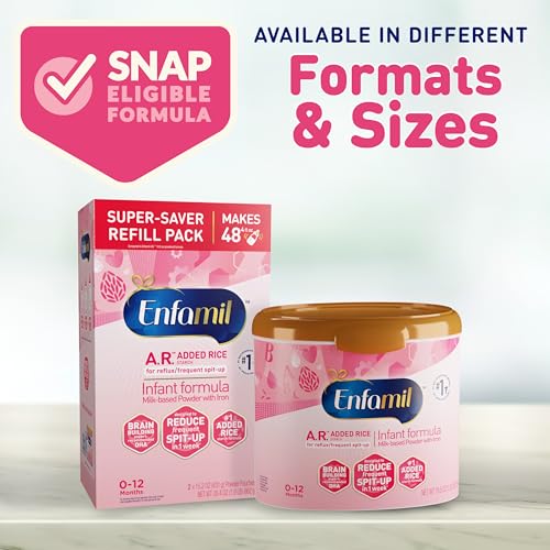 Enfamil A.R. Baby Formula, Added Rice Starch Formula to Reduce Reflux & Spit-Up, DHA for Brain Development, Probiotics to Support Digestive & Immune Health, Baby Milk, 19.5 Oz