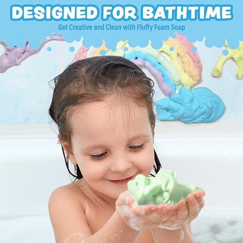 Tub Works® Fluffy Foam Soap, Variety 6 Pack | Shape, Mold & Create Bath Art with Soft Bath Foam for Kids | Gentle, Cleansing Kids Bath Soap | Easy-to-Use Spray Nozzles | Fruity, Fun Bath Colors