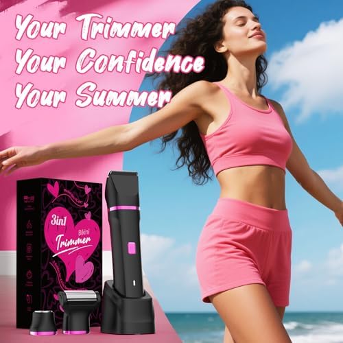 Bikini Trimmer for Women - Waterproof Wet & Dry Electric Foil Shaver for Private Area, Rechargeable Dock, Painless Smooth Shaving & Trimming of The Body, Face, Underarm, Legs, Tiktok Trend Items