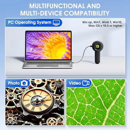 Pocket Digital Microscope for Adults Kids: 100X Handheld Magnifying Glass with Light, USB Coin Magnifier for Collector, Portable Jewelers Loupe with 2" Screen, Mini Scope for Trichome