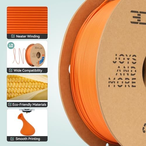 Matte PLA Filament 1.75mm, Upgrade 1kg Cardboard Spool PLA Filament 1.75 PLA 3D Printing Filament, Print with Most 3D Printers Using 3D Filament-Tangerine