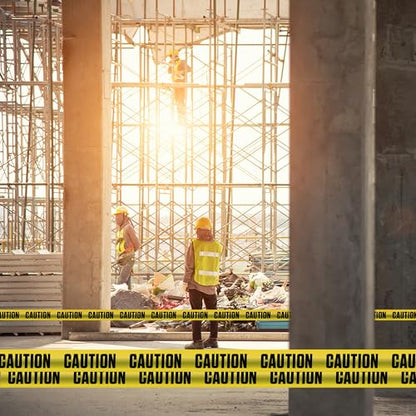 ATERET Premium Yellow Caution Tape 2-Pack 3 inch x 1000 feet, Hazard Safety Tape, Construction Tape for Danger/Hazardous Area, Ideal Use for Halloween Decorations, Party, Work-Site