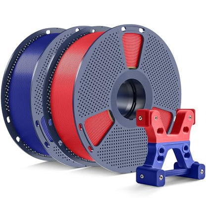 PETG Filament 1.75mm 2025 Upgrade Spool Compatible with Bambulab Refill Filament, 2kg(4.4lbs) SUNLU PETG 3D Printer Filament, 1.75mm Dimensional Accuracy +/- 0.02mm, Red+Blue Bundle