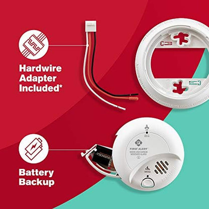 FIRST ALERT BRK SC9120B-3 Hardwired Smoke and Carbon Monoxide (CO) Detector with Battery Backup, White, Pack of 3