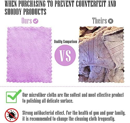 24 Pack Kitchen Dishcloths - Does Not Shed Fluff - Reusable Dish Towels, Dish cloths, Super Absorbent Coral Fleece Cleaning Cloths, Nonstick Oil Washable Fast Drying, 16 x 19 Inch (Multicolor)