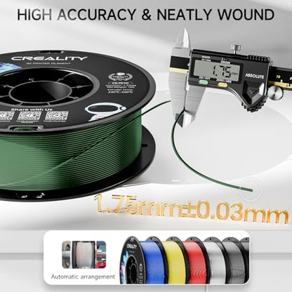 Official Creality PETG 3D Printer Filament 1.75mm 1KG (2.2lbs), High Precision Strong Toughness, Odorless Better Flow Moistureproof 3D Printing Ender Filament, Army Green