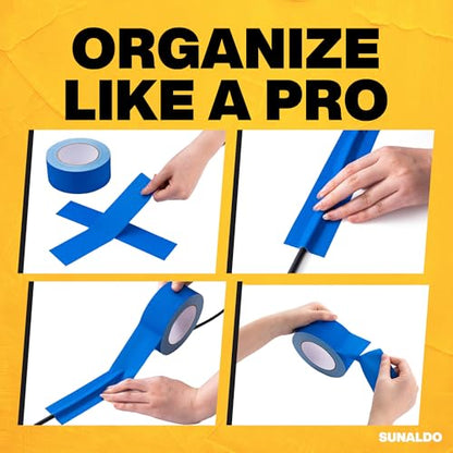 Gaffers Tape (6 Pack) Strong Hold, Easy to Rip, Residue-Free Professional Grade Floor Tape for Electrical Cords, Matte Finish Non Reflective, Weather Resistant (Blue, 2" x 30 Yards)