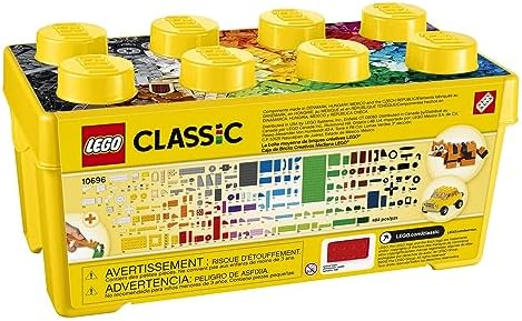 LEGO Classic Medium Creative Brick Box 10696 Building Toy Set - Featuring Storage, Includes Train, Car, and a Tiger Figure, and Playset for Kids, Boys, and Girls Ages 4-99