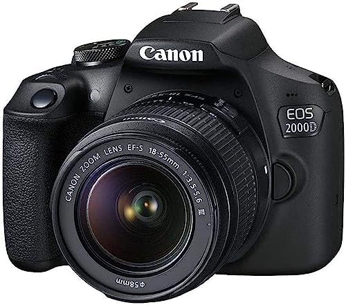 Canon EOS 2000D / Rebel T7 DSLR Camera w/EF-S 18-55mm f/3.5-5.6 Lens 3 Lens Kit: 128GB Memory + Wide Angle + Telephoto + Flash