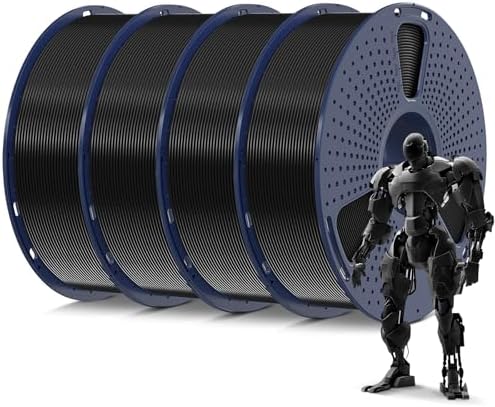 SUNLU 4kg PLA 3D Printer Filament Bundle, Neatly Wound PLA Filament 1.75mm ±0.02mm, Individually Vacuum Packed, 4kg in Total, 1kg per Spool, 4 Pack, 4000g, 4Black