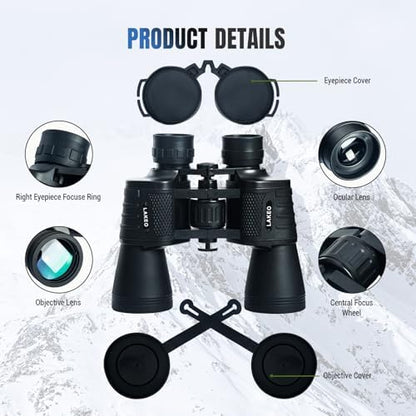 30x50 High Powered Binoculars for Adults, Waterproof Compact Binoculars with Low Light Vision for Bird Watching Hunting Football Games Travel Stargazing Cruise with Carrying Bag