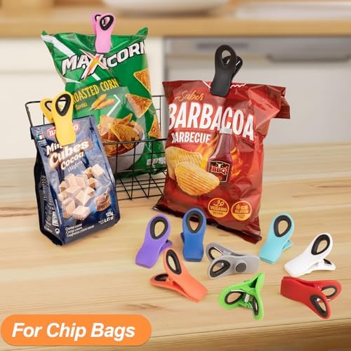 30 Pack Chip Clips Bag Clips, Multicolor Clips for Food Packages, Multipurpose Magnetic Clips, Chip Clips Bag Clips Food Clips, Refrigerator Magnet Clips Chip Clip, Bag Clips for Food Storage