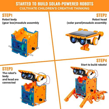 STEM 13-in-1 Education Solar Robot Toys for Age 8-12, DIY Building Science Experiment Robots Kit Birthday Gifts for 8 9 10 11 12 Years Old Boys Girls Kids Teens, Solar Powered by The Sun