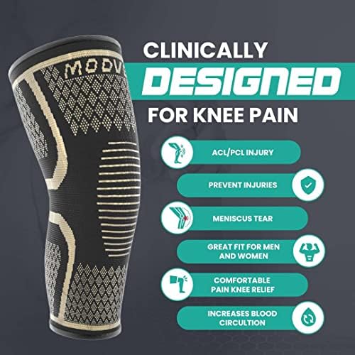 Modvel Compression Knee Brace for Women & Men, 2-Pack Knee Brace for Running Knee Pain, Knee Support Compression Sleeve, Workout Sports Knee Braces for Meniscus Tear, ACL & Arthritis Pain Relief