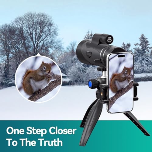 15x50 HD Monocular for Adults High Powered with Phone Adapter and Tripod, Monocular Compact with BAK4 Prism & FMC Lens, Monoculars for Hunting, Bird Watching, Hiking,Traveling
