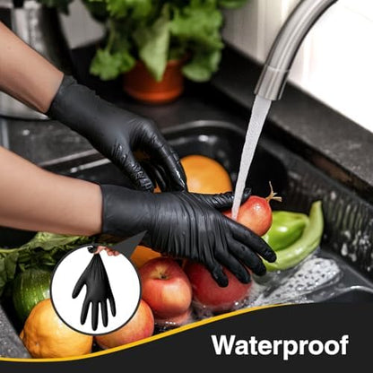 Schneider Nitrile Exam Gloves, Black Latex Free Powder Free Disposable Gloves for Medical, Cooking, Cleaning, and Food Prep