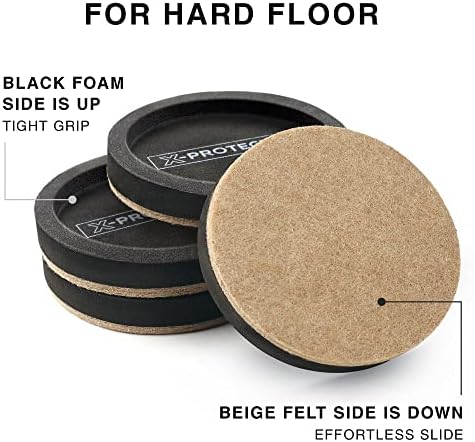 Felt Furniture Sliders for Hardwood Floors X-PROTECTOR 8 PCS 4 3/4” - Furniture Slider with Unique Design - Heavy-Duty Furniture Movers for Hard Surfaces - Felt Sliders - Move Your Furniture Easily!