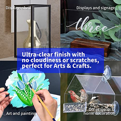 Art3d (2 Pack) 1/8" Thick Plexiglass Sheets - 48" x 24" PET Clear Acrylic Sheets for Art Design，Craft Projects, Signs, DIY in Home, Wedding, Festival,Party,Office