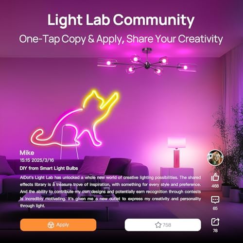 Linkind Smart Light Bulbs, Smart Bulb That Work with Alexa & Google Home, LED Light Bulbs Color Changing, 104 Preset Scene, Music Sync, A19 E26 2.4GHz RGBTW WiFi Bluetooth Light Bulb 60W, 800LM, 4Pack